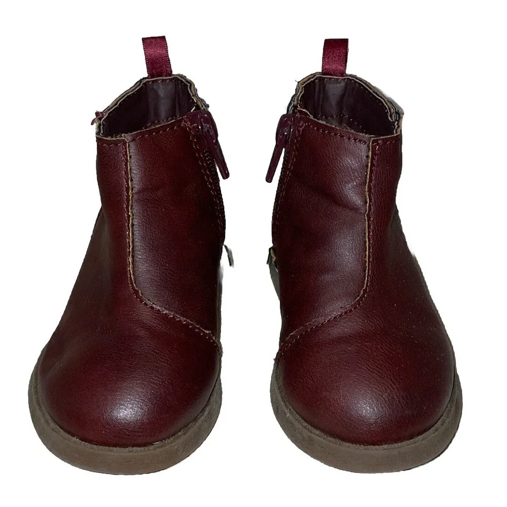OshKosh Kids Size 5 Ankle Boots Burgundy Glitter Fringe Booties‎